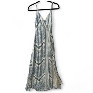 Blue and White Patterned Maxi Dress